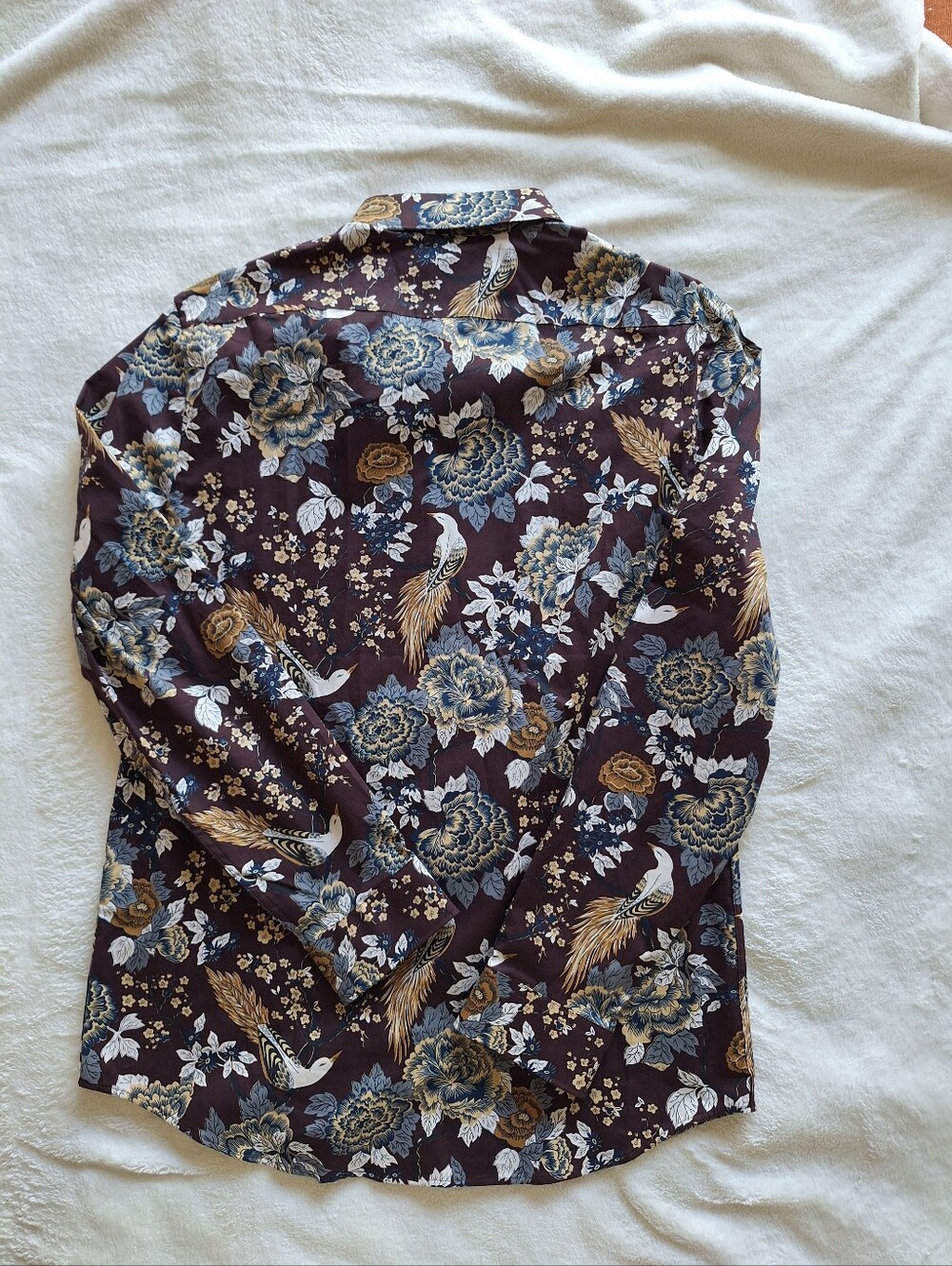 Express Slim Fit Men's Floral Bird Print Stretch Shirt Size M NWT - Picture 9 of 9